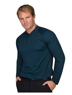 Dry Fit Long Sleeve Collarless Golf Shirts for Men - 4 Way Stretch and Moisture Wicking Golf Polo