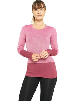 Long Sleeve Compression Thermal Workout Tops for Women - Dry Fit Running T-Shirts with Thumbholes