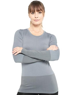 Long Sleeve Compression Thermal Workout Tops for Women - Dry Fit Running T-Shirts with Thumbholes