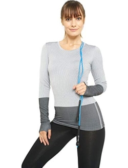 Long Sleeve Compression Thermal Workout Tops for Women - Dry Fit Running T-Shirts with Thumbholes