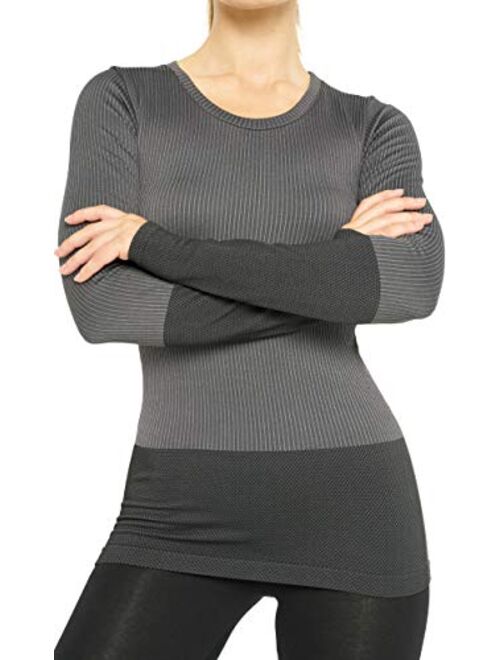 Three Sixty Six Long Sleeve Compression Thermal Workout Tops for Women - Dry Fit Running T-Shirts with Thumbholes