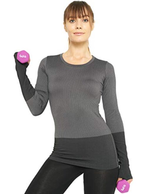 Three Sixty Six Long Sleeve Compression Thermal Workout Tops for Women - Dry Fit Running T-Shirts with Thumbholes