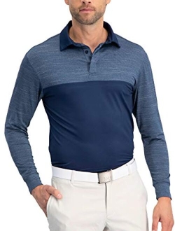 Long Sleeve Polo Shirts for Men - Mens Dry Fit Golf Polos - UPF 30 with 4 Way Stretch