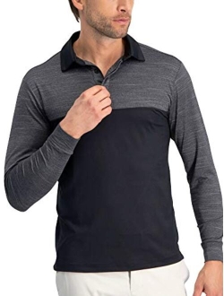 Long Sleeve Polo Shirts for Men - Mens Dry Fit Golf Polos - UPF 30 with 4 Way Stretch