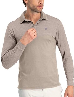 Long Sleeve Polo Shirts for Men - Mens Dry Fit Golf Polos - UPF 30 with 4 Way Stretch