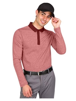 Long Sleeve Polo Shirts for Men - Mens Dry Fit Golf Polos - UPF 30 with 4 Way Stretch