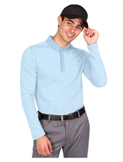 Long Sleeve Polo Shirts for Men - Mens Dry Fit Golf Polos - UPF 30 with 4 Way Stretch