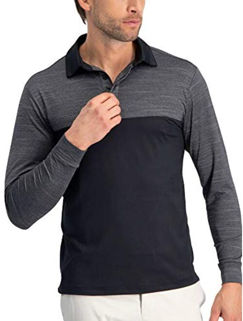 Three Sixty Six Long Sleeve Polo Shirts for Men - Mens Dry Fit Golf Polos - UPF 30 with 4 Way Stretch