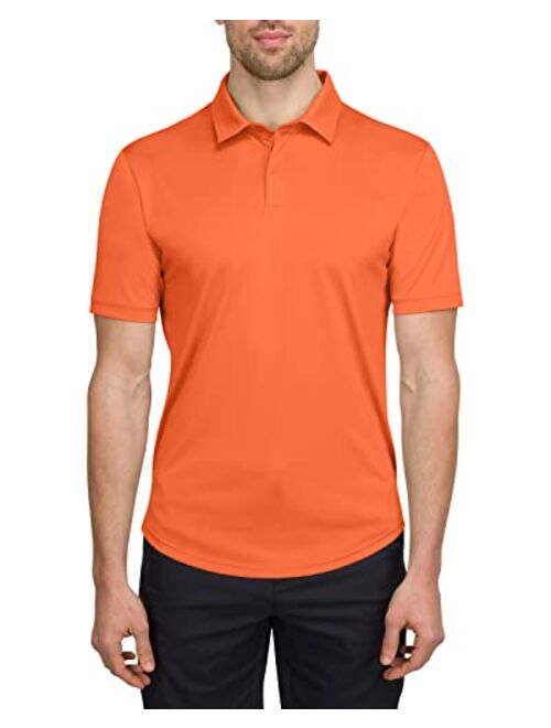 Three Sixty Six Mens Polo Golf Shirt with Round Hem - Dry Fit 4-Way Stretch Fabric, Moisture Wicking, Anti-Odor & UPF50+. Side Split Hems