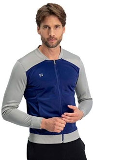 Dry Fit Bomber Jacket Men, Mens Full Zip Running Jackets, Lightweight, Slim Fit