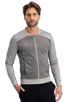 Dry Fit Bomber Jacket Men, Mens Full Zip Running Jackets, Lightweight, Slim Fit