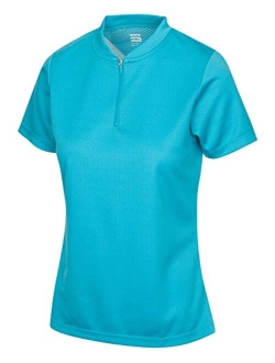 Womens Golf Polo with Zipper - Short Sleeve and Collarless Golf Shirts for Women - UV Protection, Dry Fit, and 4 Way Stretch