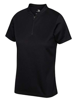 Womens Golf Polo with Zipper - Short Sleeve and Collarless Golf Shirts for Women - UV Protection, Dry Fit, and 4 Way Stretch