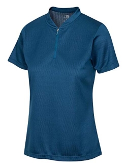 Womens Golf Polo with Zipper - Short Sleeve and Collarless Golf Shirts for Women - UV Protection, Dry Fit, and 4 Way Stretch