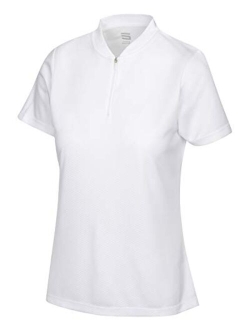 Womens Golf Polo with Zipper - Short Sleeve and Collarless Golf Shirts for Women - UV Protection, Dry Fit, and 4 Way Stretch