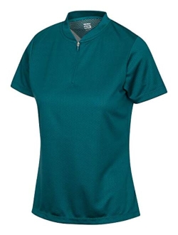 Womens Golf Polo with Zipper - Short Sleeve and Collarless Golf Shirts for Women - UV Protection, Dry Fit, and 4 Way Stretch