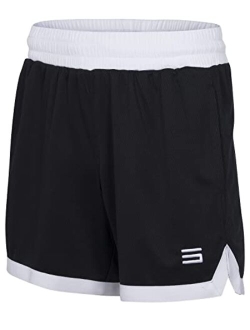 Womens Quick Dry Basketball Shorts, Elastic Waist w/Drawstring, 6.5 Inch Inseam