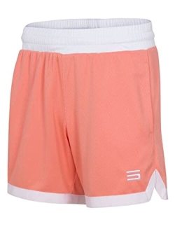 Womens Quick Dry Basketball Shorts, Elastic Waist w/Drawstring, 6.5 Inch Inseam