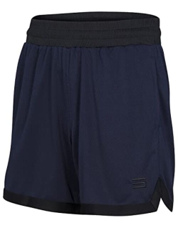 Womens Quick Dry Basketball Shorts, Elastic Waist w/Drawstring, 6.5 Inch Inseam