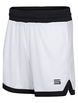 Womens Quick Dry Basketball Shorts, Elastic Waist w/Drawstring, 6.5 Inch Inseam