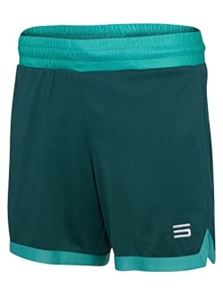 Womens Quick Dry Basketball Shorts, Elastic Waist w/Drawstring, 6.5 Inch Inseam