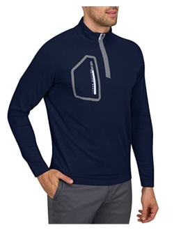 Mens Dry Fit Zip Golf Pullover Jacket - Lightweight, Breathable & Stretch Fabric Sweater with Chest Pocket