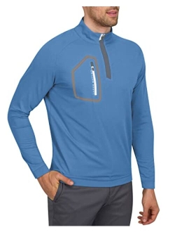 Mens Dry Fit Zip Golf Pullover Jacket - Lightweight, Breathable & Stretch Fabric Sweater with Chest Pocket