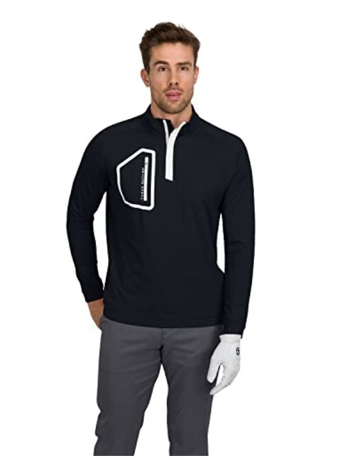 Three Sixty Six Mens Dry Fit Zip Golf Pullover Jacket - Lightweight, Breathable & Stretch Fabric Sweater with Chest Pocket