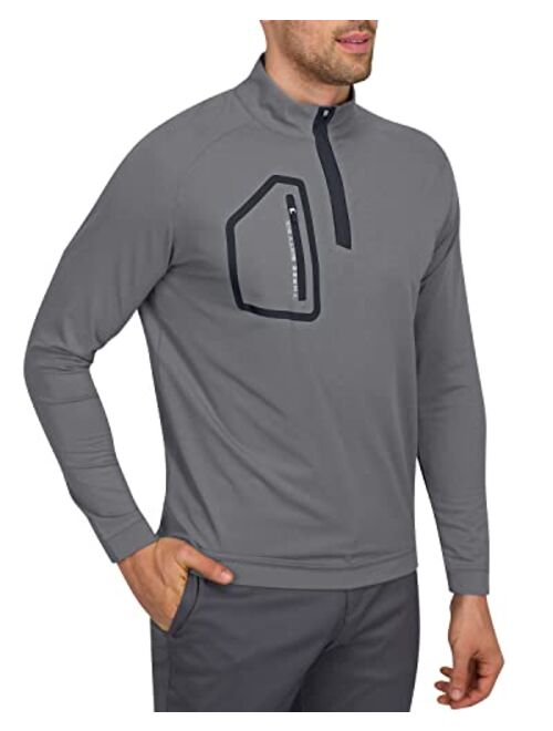 Three Sixty Six Mens Dry Fit Zip Golf Pullover Jacket - Lightweight, Breathable & Stretch Fabric Sweater with Chest Pocket