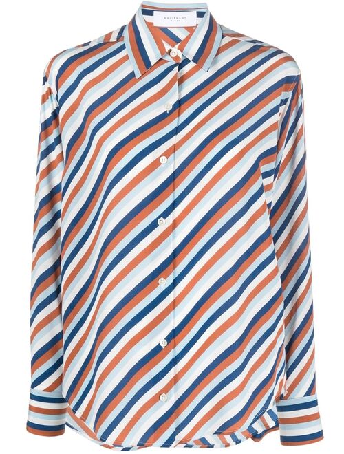 Equipment stripe-print silk shirt