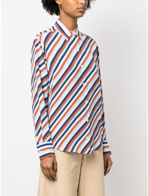 Equipment stripe-print silk shirt