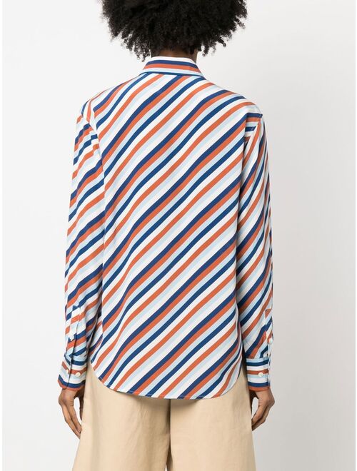 Equipment stripe-print silk shirt