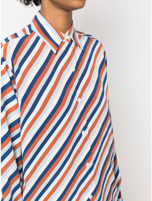 Equipment stripe-print silk shirt