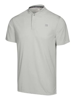 Quick Dry Collarless Golf Shirts for Men - Short Sleeve Casual Polo, Stretch Fabric