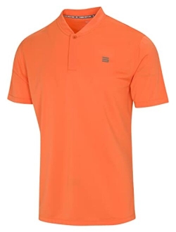 Quick Dry Collarless Golf Shirts for Men - Short Sleeve Casual Polo, Stretch Fabric