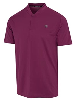 Quick Dry Collarless Golf Shirts for Men - Short Sleeve Casual Polo, Stretch Fabric