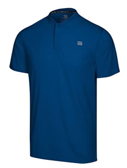 Quick Dry Collarless Golf Shirts for Men - Short Sleeve Casual Polo, Stretch Fabric