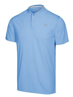 Quick Dry Collarless Golf Shirts for Men - Short Sleeve Casual Polo, Stretch Fabric