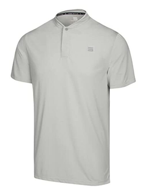 Three Sixty Six Quick Dry Collarless Golf Shirts for Men - Short Sleeve Casual Polo, Stretch Fabric