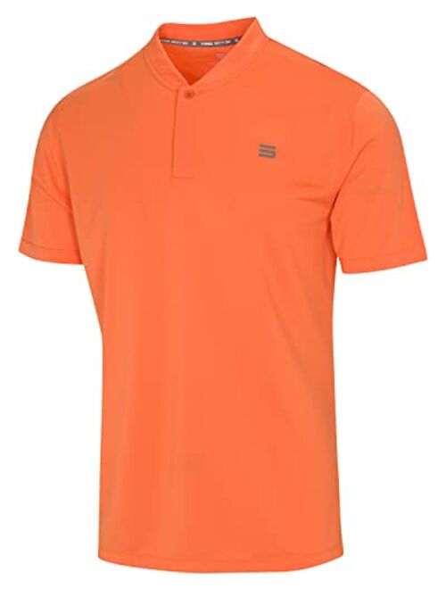 Three Sixty Six Quick Dry Collarless Golf Shirts for Men - Short Sleeve Casual Polo, Stretch Fabric