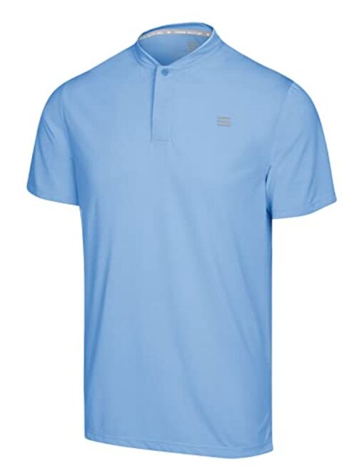 Three Sixty Six Quick Dry Collarless Golf Shirts for Men - Short Sleeve Casual Polo, Stretch Fabric