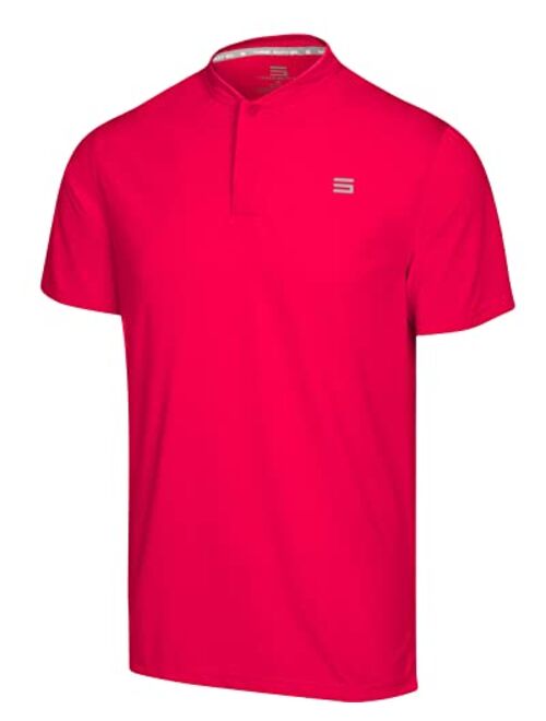 Three Sixty Six Quick Dry Collarless Golf Shirts for Men - Short Sleeve Casual Polo, Stretch Fabric