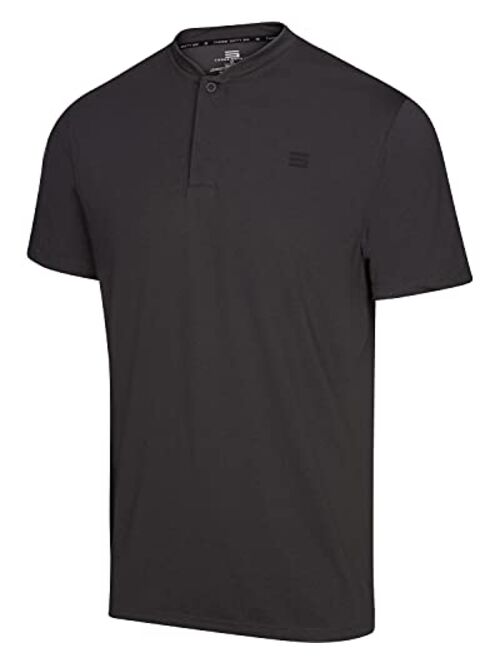 Three Sixty Six Quick Dry Collarless Golf Shirts for Men - Short Sleeve Casual Polo, Stretch Fabric