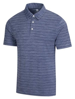 Dry Fit Striped Golf Shirts for Men - Mens 3 Button Collared Polo Shirt - Ultra Soft & Breathable