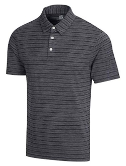 Dry Fit Striped Golf Shirts for Men - Mens 3 Button Collared Polo Shirt - Ultra Soft & Breathable