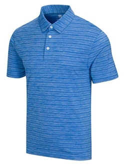 Dry Fit Striped Golf Shirts for Men - Mens 3 Button Collared Polo Shirt - Ultra Soft & Breathable