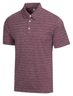 Dry Fit Striped Golf Shirts for Men - Mens 3 Button Collared Polo Shirt - Ultra Soft & Breathable