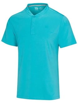 Collarless Golf Shirts for Men - Quick Dry Short Sleeve T-Shirt with 4-Way Stretch Fabric & UPF 30