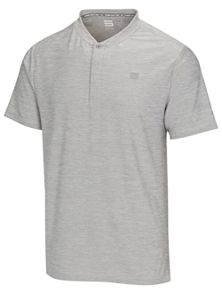 Collarless Golf Shirts for Men - Quick Dry Short Sleeve T-Shirt with 4-Way Stretch Fabric & UPF 30