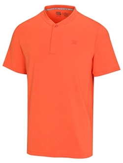 Collarless Golf Shirts for Men - Quick Dry Short Sleeve T-Shirt with 4-Way Stretch Fabric & UPF 30